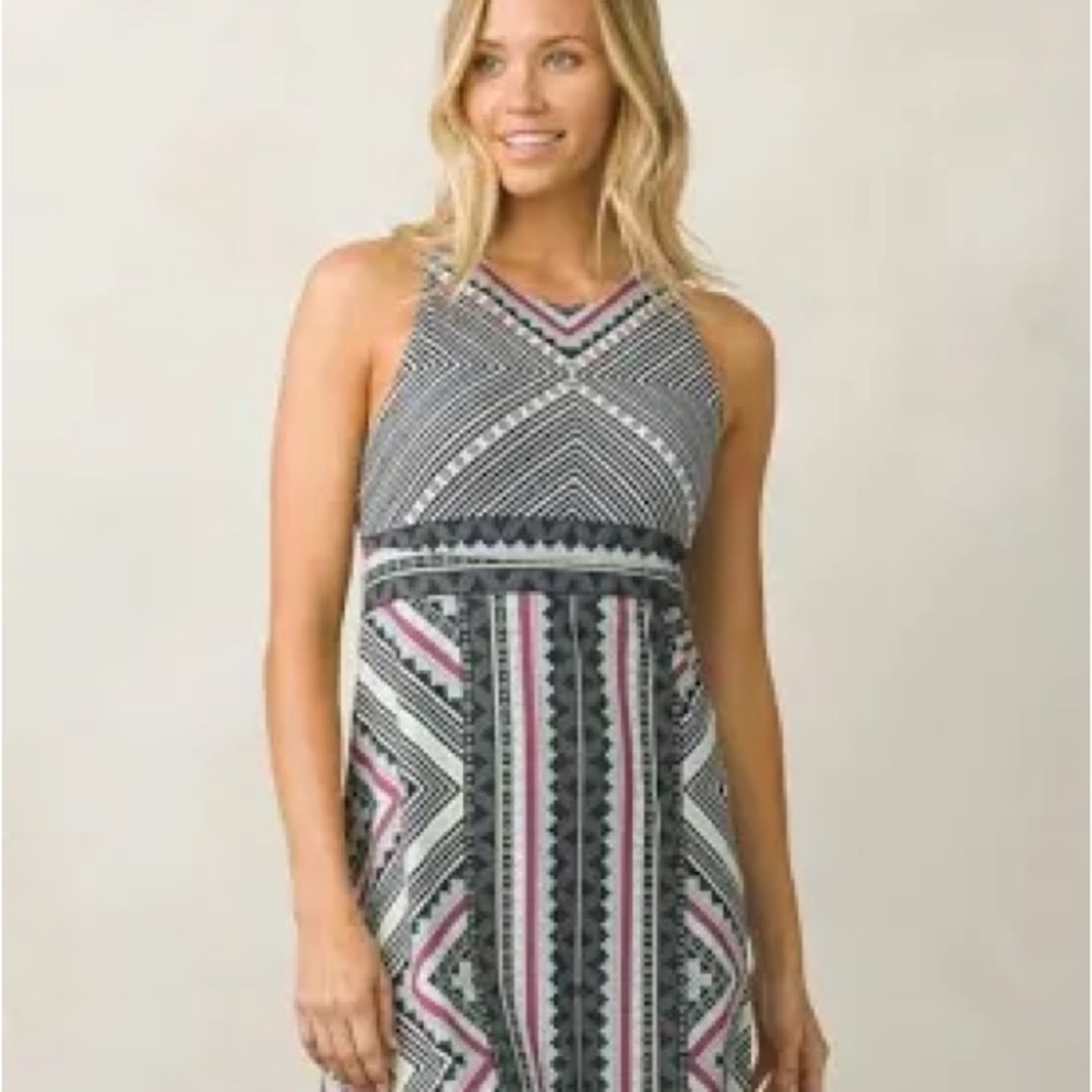 Prana Ariel Toas Print Green Athletic Built In Bra Dress Size M